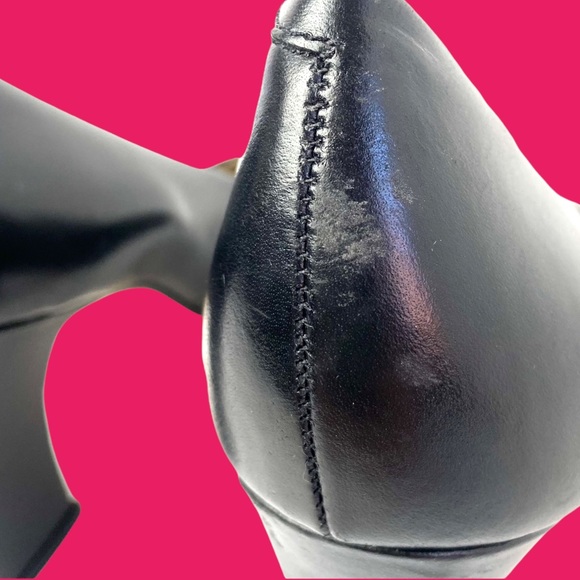 BLACK LEATHER UPPER CLASSIC PUMP THICK 3 INCH LUCY HEEL [79] - Picture 4 of 4